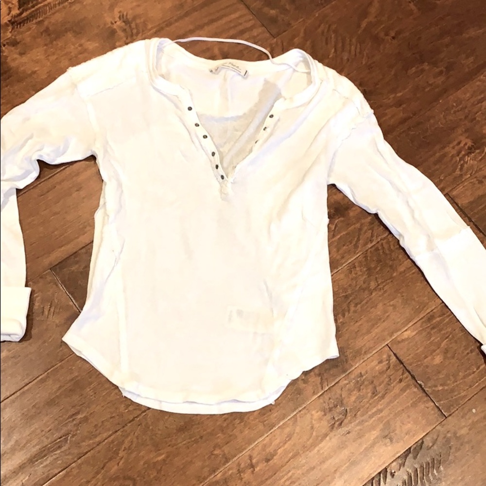 Free people white long sleeve t-shirt.